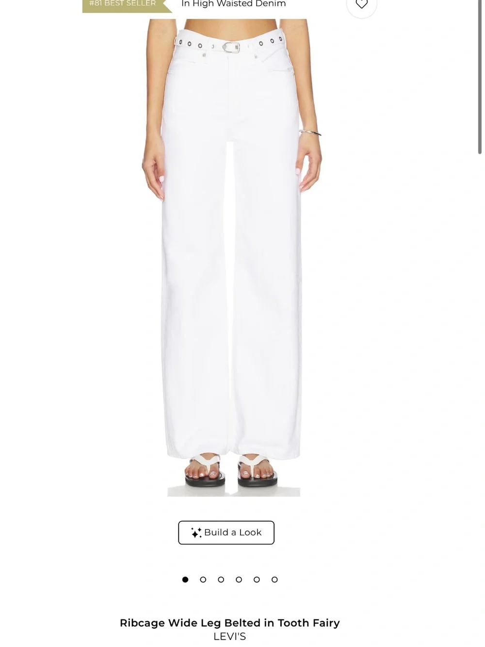 Levi's White Ribcage Wide Leg Jeans